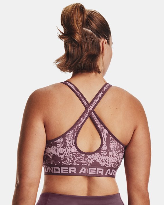 Bra deportivo Armour® Mid Crossback Printed para mujer, Purple, pdpMainDesktop image number 7